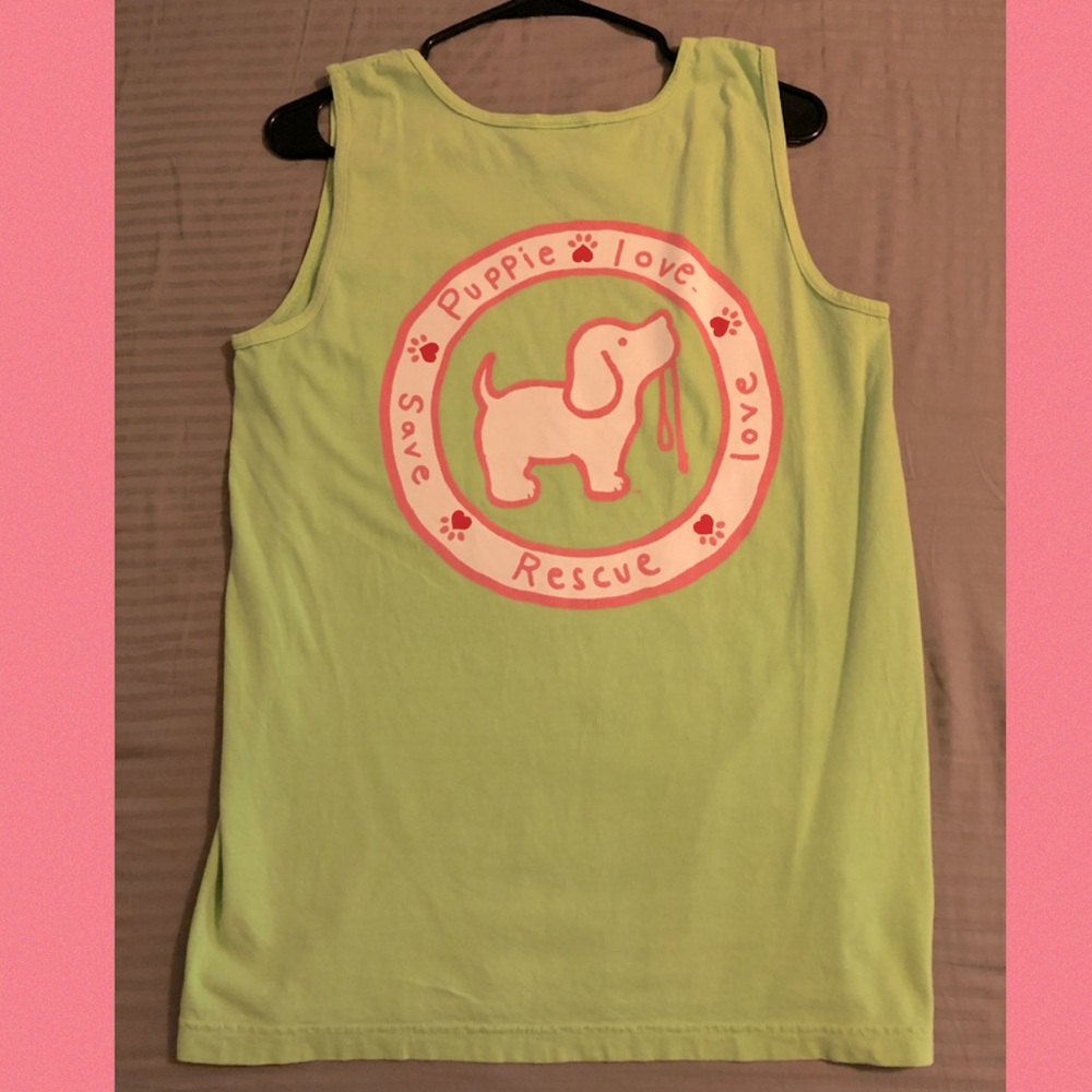 Puppie Love Light Green Tank Top